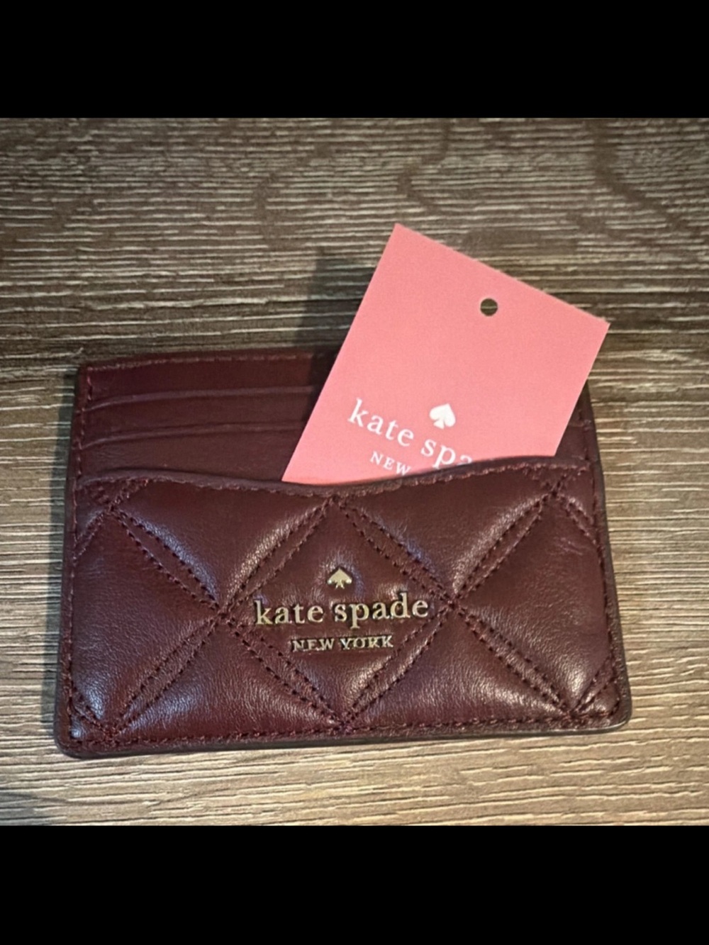 kate spade Natalia Quilted Burgundy Leather Shoulder Bag EUC Wallet match NWT - Picture 14 of 16